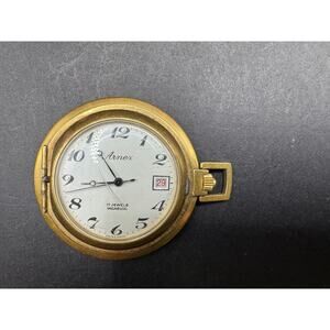 Vintage Arnex Hunters Pocket Watch 17 Jewels Incabloc Swiss Made Gold Tone